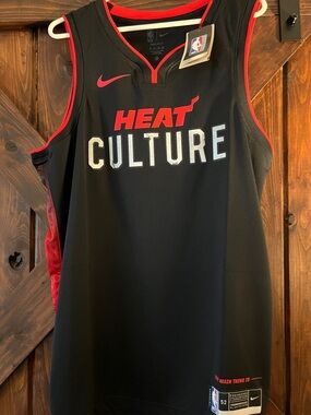 Nike Black & Red Miami HEAT Culture Jersey